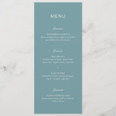 Eenvoudige Gedempte Blauwe Elegante Trouw Menu (Voorkant)