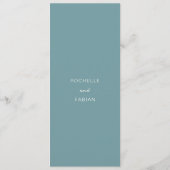 Eenvoudige Gedempte Blauwe Elegante Trouw Menu (Achterkant)