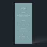 Eenvoudige Gedempte Blauwe Elegante Trouw Menu<br><div class="desc">Moderne trouwmenu met een eenvoudig ontwerp met een combinatie van een modern sans serif-lettertype,  een elegant handgeschreven script en een cursief lettertype.</div>