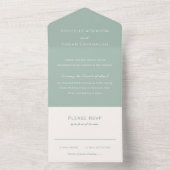 Eenvoudige gedempte groene elegante bruiloft all in one uitnodiging (Binnen)