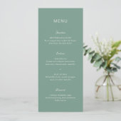Eenvoudige gedempte groene elegante bruiloft menu (Staand voorkant)