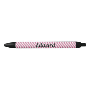 Eenvoudige gedempte roze streep aangepaste naam zwarte inkt pen