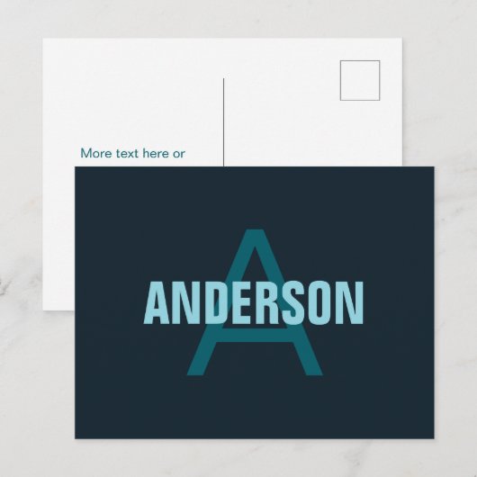 Eenvoudige gedurfde  monogrammed naam briefkaart (Voorkant / Achterkant)