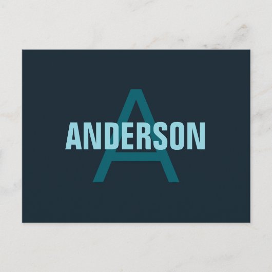 Eenvoudige gedurfde  monogrammed naam briefkaart (Voorkant)