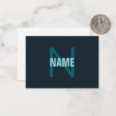 Eenvoudige gedurfde monogrammed naam notitiekaartje (Voorkant / Achterkant in situ)