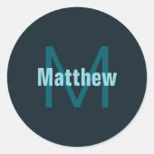 Eenvoudige gedurfde monogrammed naam ronde sticker (Voorkant)