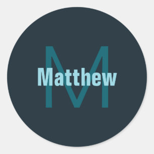 Eenvoudige gedurfde  monogrammed naam ronde sticker