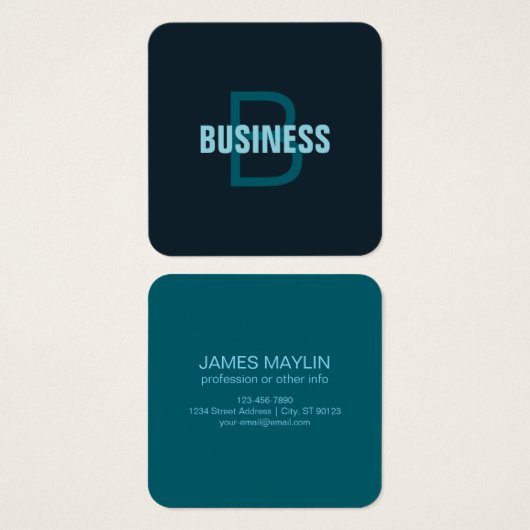 Eenvoudige gedurfde  monogrammed naam vierkante visitekaartjes (Voorkant /achterkant)