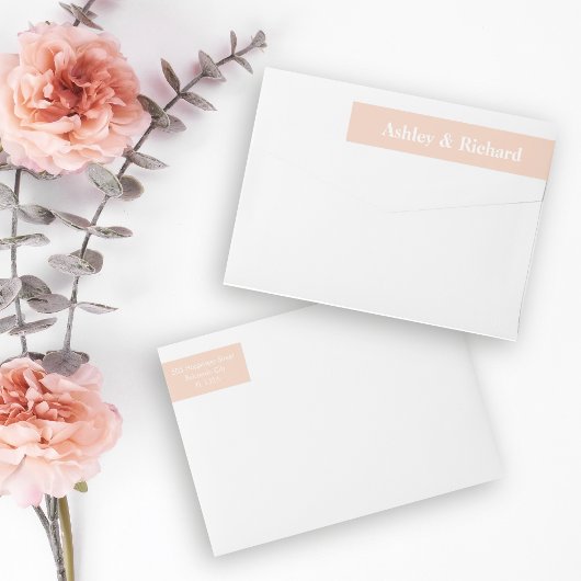 Eenvoudige gedurfde typografie perzik roze bruilof