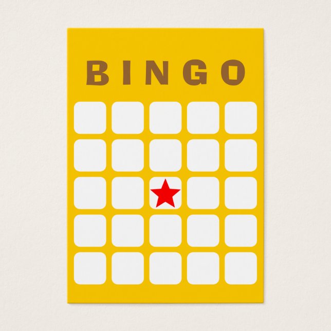 Eenvoudige Geel 5x5 DIY Bingo Kaart (Voorkant)