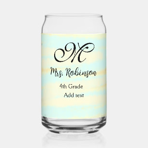 eenvoudige geel-blauwe waterverf lerarenwaardering blikvorm glas