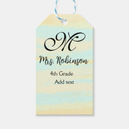 eenvoudige geel-blauwe waterverf lerarenwaardering cadeaulabel