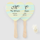 eenvoudige geel-blauwe waterverf lerarenwaardering handwaaier (Voorkant en achterkant)