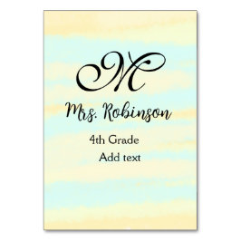 eenvoudige geel-blauwe waterverf lerarenwaardering kaart