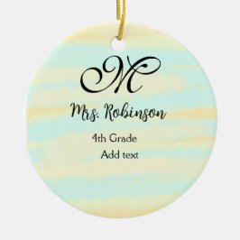 eenvoudige geel-blauwe waterverf lerarenwaardering keramisch ornament