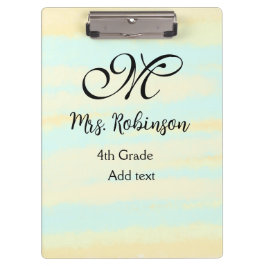 eenvoudige geel-blauwe waterverf lerarenwaardering klembord