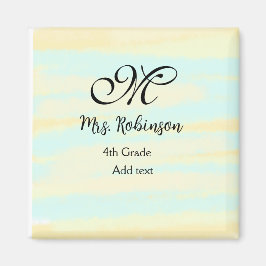 eenvoudige geel-blauwe waterverf lerarenwaardering magneet