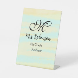 eenvoudige geel-blauwe waterverf lerarenwaardering reclamebord met voetstuk