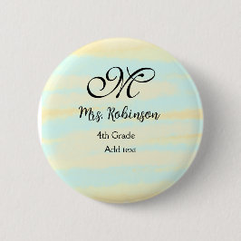eenvoudige geel-blauwe waterverf lerarenwaardering ronde button 5,7 cm