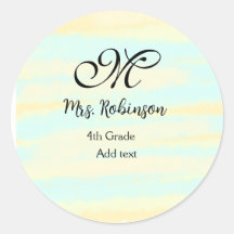 eenvoudige geel-blauwe waterverf lerarenwaardering