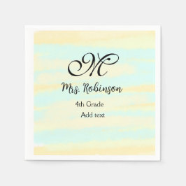 eenvoudige geel-blauwe waterverf lerarenwaardering servet