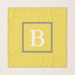 Eenvoudige Geel Grijs en Witte Monogram Sjabloon Sjaal<br><div class="desc">De gele chiffon sjaal heeft een groot wit monogram in het midden,  die u kunt personaliseren met uw initiaal.</div>