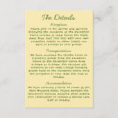 Eenvoudige Geel & Groen Handgeschreven Trouwdetail Informatiekaartje (Voorkant)