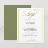 Eenvoudige Geel Groene Typografie Trouwdetails Informatiekaartje (Voorkant / Achterkant)