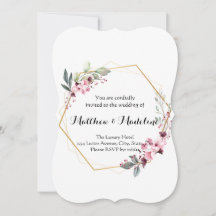 Eenvoudige, geen blush Floral Wedding Invitations