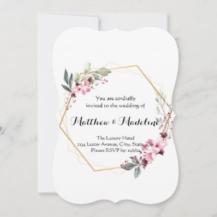 Eenvoudige, geen blush Floral Wedding Invitations Kaart