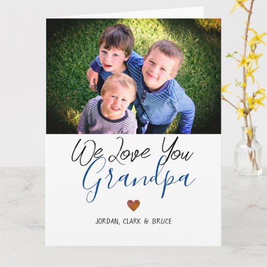 eenvoudige Gefeliciteerd met Vaderdag, opa twee fo Kaart (Gele Bloem)