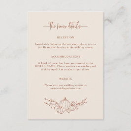 Eenvoudige gegevens over het hele huwelijk informatiekaartje