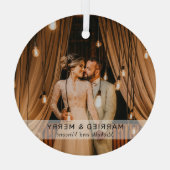 Eenvoudige 'Gehuwd en groet' foto-Keepomwille Glas Ornament (Achterkant)