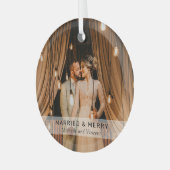 Eenvoudige 'Gehuwd en groet' foto-Keepomwille Glas Ornament (Voorkant links)