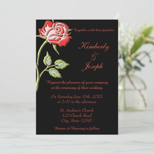 Eenvoudige gekleurde Rozen uitnodiging (Staand voorkant)