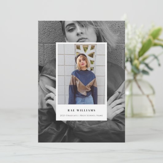 Eenvoudige gelaagde fotografie afstudeeraankondigi aankondiging (Staand voorkant)