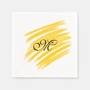eenvoudige gele aquarel lijnen voeg je monogram to servet