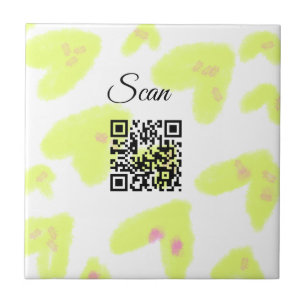 Eenvoudige gele aquarel voeg Q R-code scan tekst t Tegeltje
