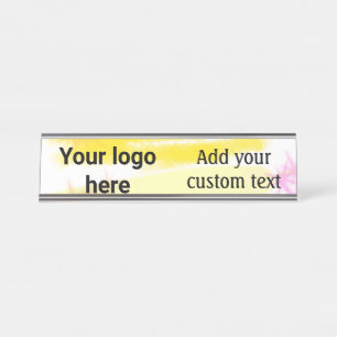 Eenvoudige gele aquarel voeg uw logo aangepaste te bureau naambordje