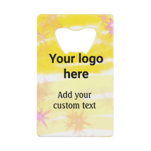 Eenvoudige gele aquarel voeg uw logo aangepaste te creditkaart flessenopener