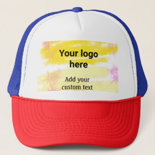 Eenvoudige gele aquarel voeg uw logo aangepaste te trucker pet