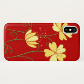 Eenvoudige gele bloemen op rood Case-Mate iPhone case (Achterkant (horizontaal))