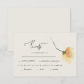 Eenvoudige gele bloemstengel crème RSVP (Voorkant / Achterkant)