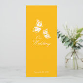 Eenvoudige gele Butterflies Wedding Aankondiging 2 (Staand voorkant)