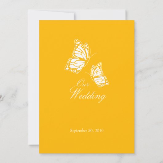 Eenvoudige gele Butterflies Wedding Aankondiging 2 (Voorkant)