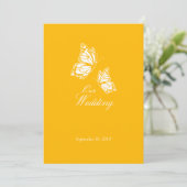 Eenvoudige gele Butterflies Wedding Aankondiging 2 (Staand voorkant)