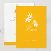 Eenvoudige gele Butterflies Wedding Aankondiging 2 (Voorkant / Achterkant)