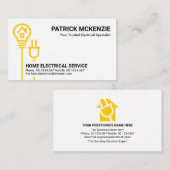 Eenvoudige gele elektrische lamp-voedingsstekker visitekaartje (Voorkant / Achterkant)