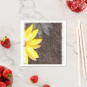 Eenvoudige Gele en Grijze Daisy Bloemen Waterverf Servet (Insitu)