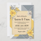 Eenvoudige gele en grijze huwelijksuitnodigingen kaart (Voorkant)